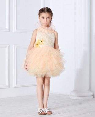 Ivory Tweed High Collar Dress