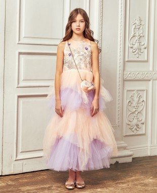 Pink and Lilac Floral Tuelle Dress
