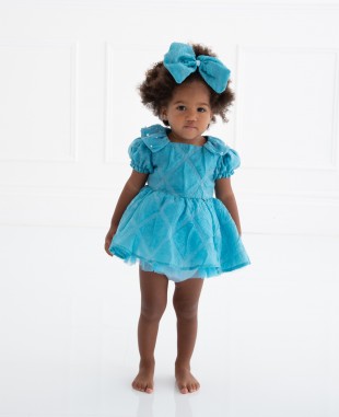Blue Borcade Baby Dress