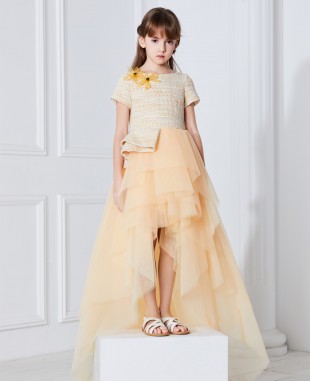 Ivory Tweed Long Dress