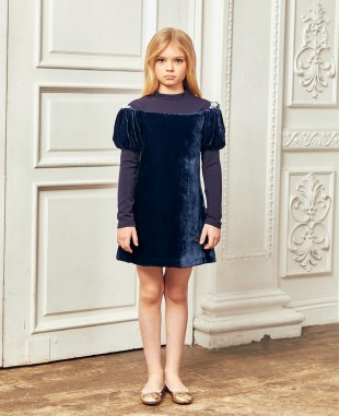 Navy Blue Velvet Dress