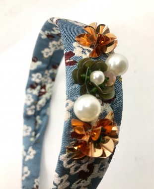 Blue and Red Floral Hairband