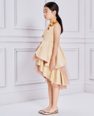 Gold Floral Embellishment Dress