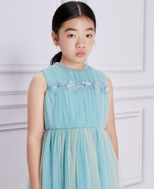 Aqua Tulle Lace Dress