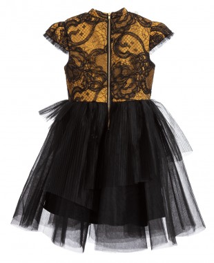 Black & Gold Dress Pearl Princess Dress Flowergirl 