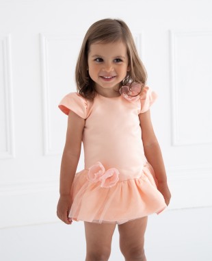 Peach Capped Sleeve Baby Dress