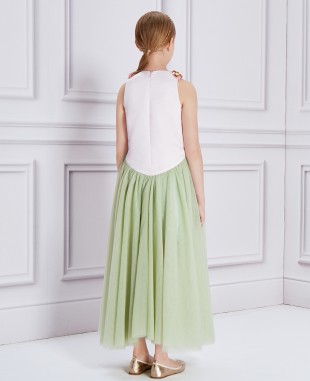 Pale Pink & Green Tulle Dress